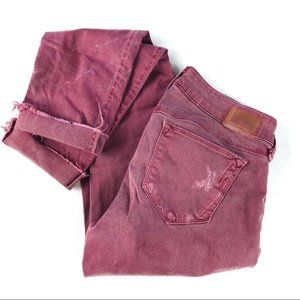 Design Lab Burgundy distressed denim jeans 25